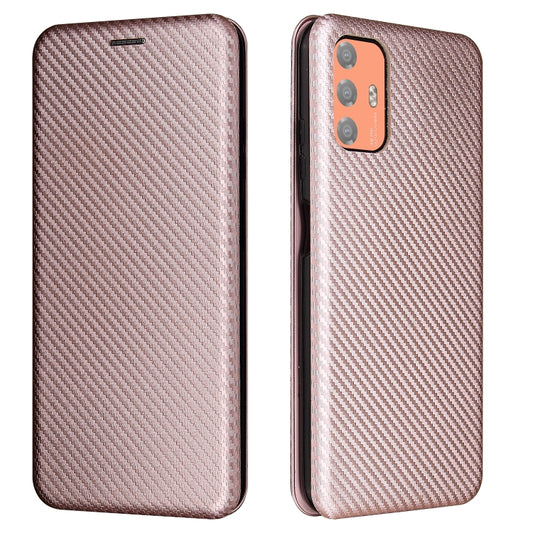 For HTC Desire 21 Pro Carbon Fiber Texture Horizontal Flip TPU + PC + PU Leather Case with Card Slot(Pink) - More Brand by buy2fix | Online Shopping UK | buy2fix