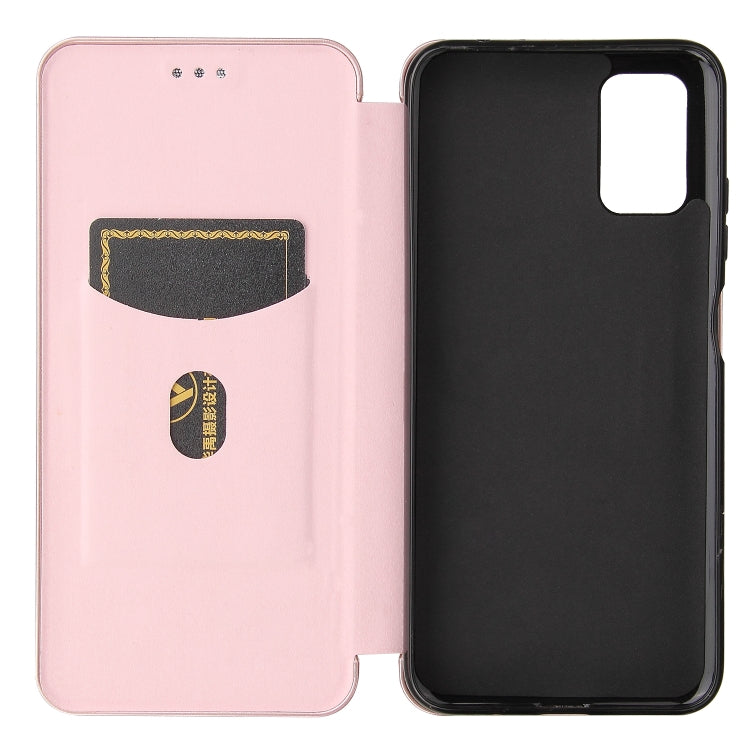 For HTC Desire 21 Pro Carbon Fiber Texture Horizontal Flip TPU + PC + PU Leather Case with Card Slot(Pink) - More Brand by buy2fix | Online Shopping UK | buy2fix