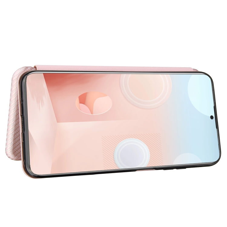 For HTC Desire 21 Pro Carbon Fiber Texture Horizontal Flip TPU + PC + PU Leather Case with Card Slot(Pink) - More Brand by buy2fix | Online Shopping UK | buy2fix