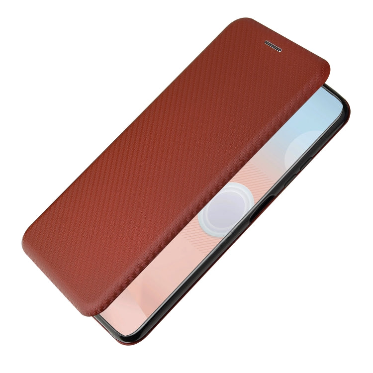 For HTC Desire 21 Pro Carbon Fiber Texture Horizontal Flip TPU + PC + PU Leather Case with Card Slot(Brown) - More Brand by buy2fix | Online Shopping UK | buy2fix