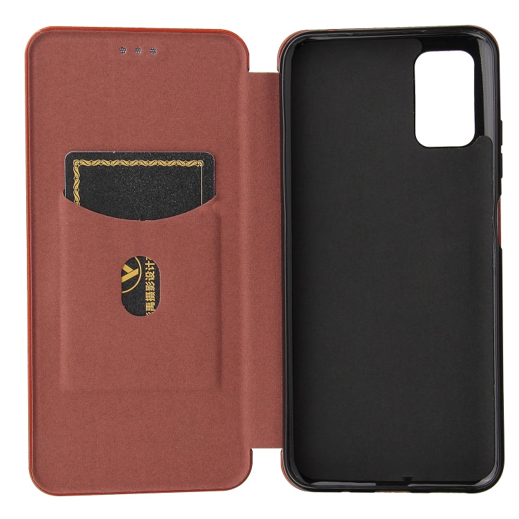 For HTC Desire 21 Pro Carbon Fiber Texture Horizontal Flip TPU + PC + PU Leather Case with Card Slot(Brown) - More Brand by buy2fix | Online Shopping UK | buy2fix