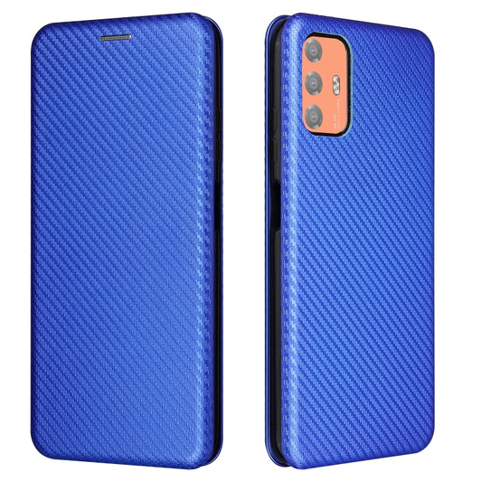 For HTC Desire 21 Pro Carbon Fiber Texture Horizontal Flip TPU + PC + PU Leather Case with Card Slot(Blue) - More Brand by buy2fix | Online Shopping UK | buy2fix