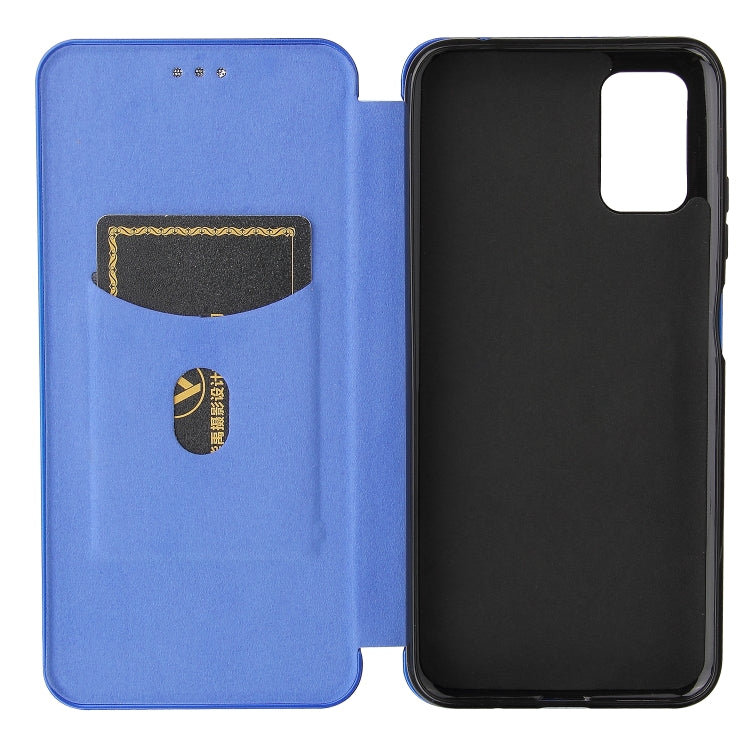 For HTC Desire 21 Pro Carbon Fiber Texture Horizontal Flip TPU + PC + PU Leather Case with Card Slot(Blue) - More Brand by buy2fix | Online Shopping UK | buy2fix