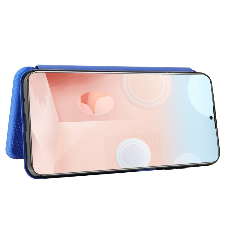 For HTC Desire 21 Pro Carbon Fiber Texture Horizontal Flip TPU + PC + PU Leather Case with Card Slot(Blue) - More Brand by buy2fix | Online Shopping UK | buy2fix