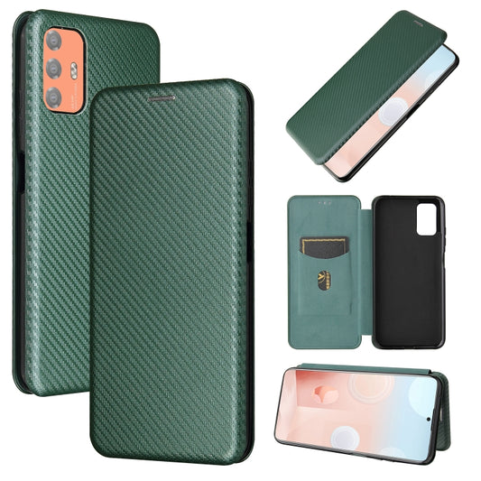 For HTC Desire 21 Pro Carbon Fiber Texture Horizontal Flip TPU + PC + PU Leather Case with Card Slot(Green) - More Brand by buy2fix | Online Shopping UK | buy2fix