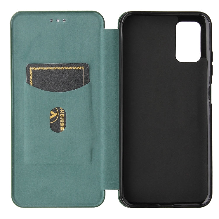 For HTC Desire 21 Pro Carbon Fiber Texture Horizontal Flip TPU + PC + PU Leather Case with Card Slot(Green) - More Brand by buy2fix | Online Shopping UK | buy2fix