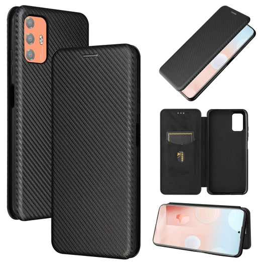 For HTC Desire 21 Pro Carbon Fiber Texture Horizontal Flip TPU + PC + PU Leather Case with Card Slot(Black) - More Brand by buy2fix | Online Shopping UK | buy2fix