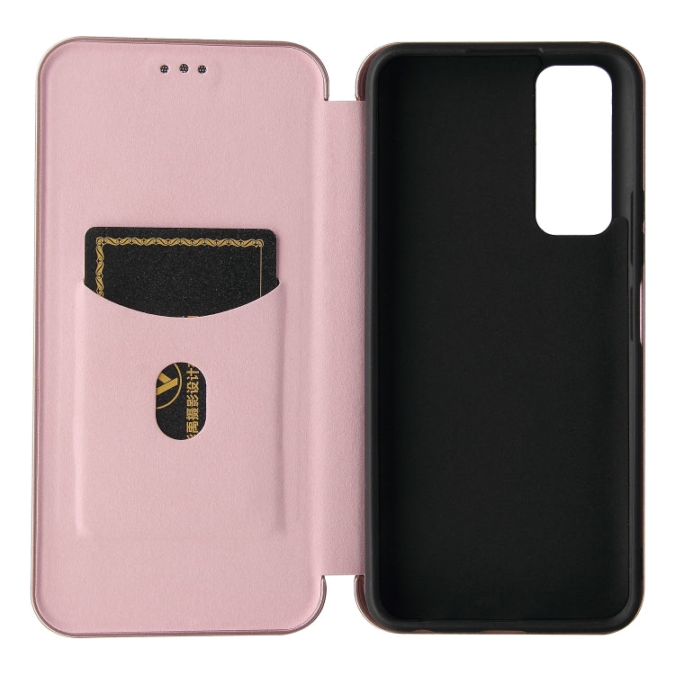 For vivo Y51 2020 Carbon Fiber Texture Horizontal Flip TPU + PC + PU Leather Case with Card Slot(Pink) - vivo Cases by buy2fix | Online Shopping UK | buy2fix