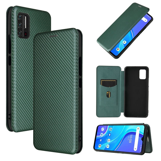 For UMIDIGI A7S Carbon Fiber Texture Horizontal Flip TPU + PC + PU Leather Case with Card Slot(Green) - More Brand by buy2fix | Online Shopping UK | buy2fix