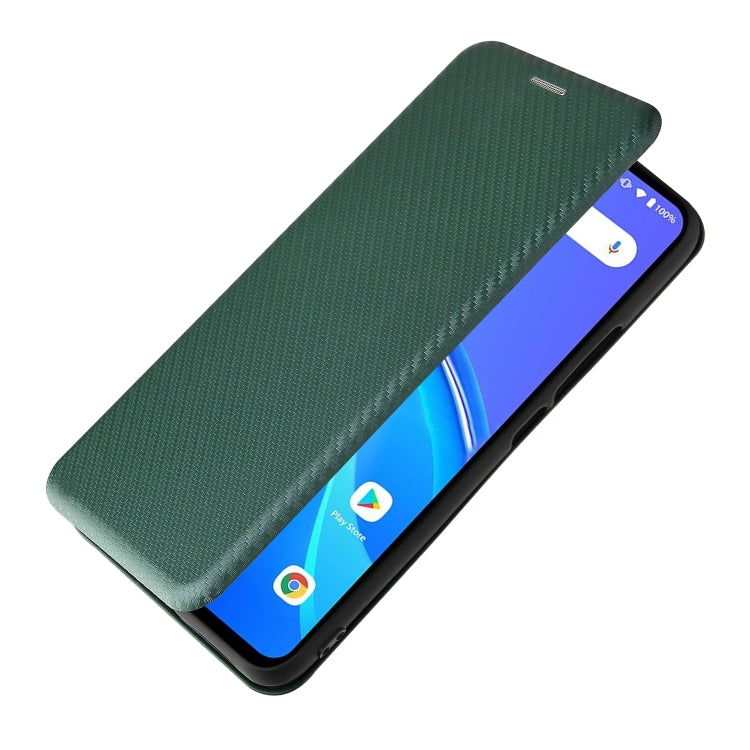For UMIDIGI A7S Carbon Fiber Texture Horizontal Flip TPU + PC + PU Leather Case with Card Slot(Green) - More Brand by buy2fix | Online Shopping UK | buy2fix