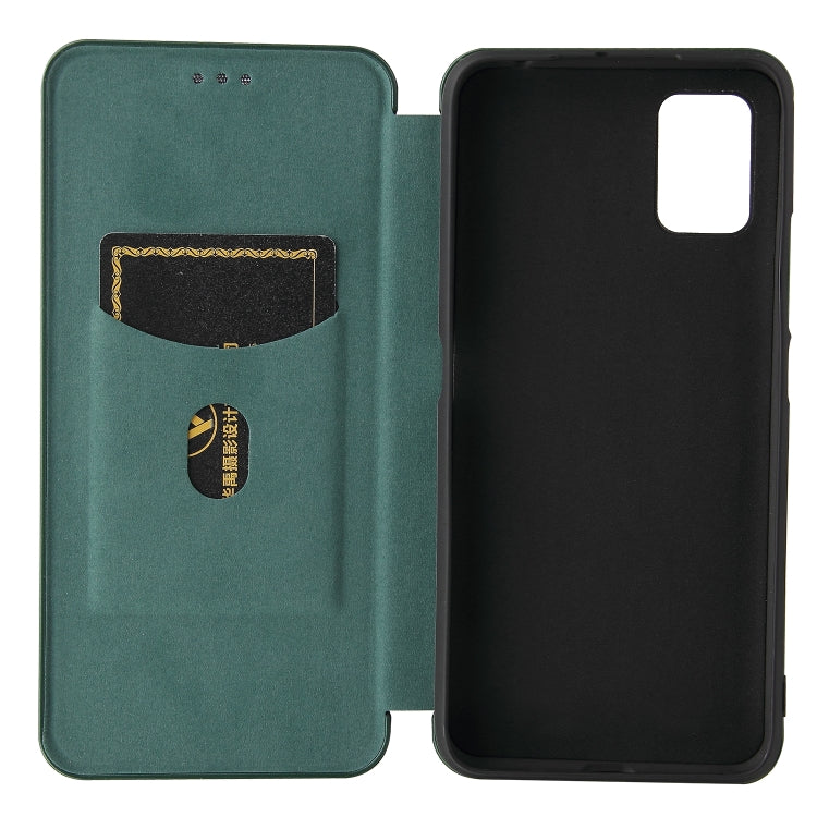 For UMIDIGI A7S Carbon Fiber Texture Horizontal Flip TPU + PC + PU Leather Case with Card Slot(Green) - More Brand by buy2fix | Online Shopping UK | buy2fix