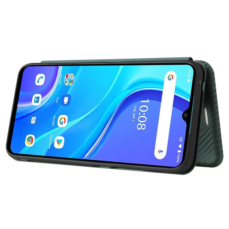 For UMIDIGI A7S Carbon Fiber Texture Horizontal Flip TPU + PC + PU Leather Case with Card Slot(Green) - More Brand by buy2fix | Online Shopping UK | buy2fix