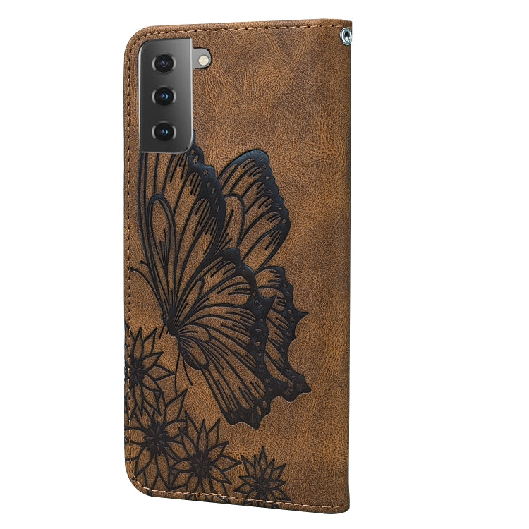 For Samsung Galaxy S21 5G Retro Skin Feel Butterflies Embossing Horizontal Flip Leather Case with Holder & Card Slots & Wallet(Brown) - Galaxy S21 5G Cases by buy2fix | Online Shopping UK | buy2fix