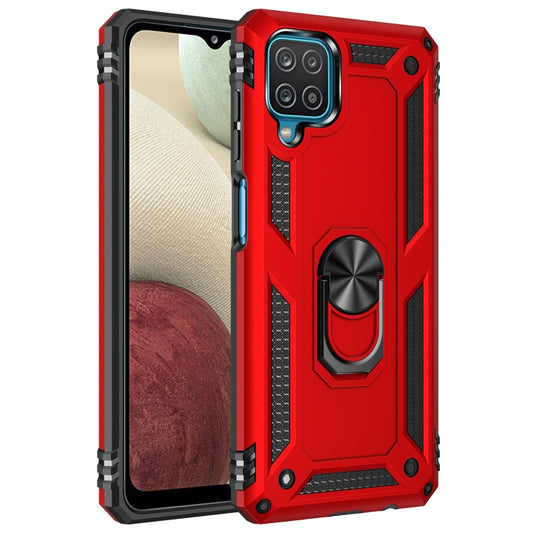 For Samsung Galaxy A12 5G Shockproof TPU + PC Protective Case with 360 Degree Rotating Holder(Red) by buy2fix