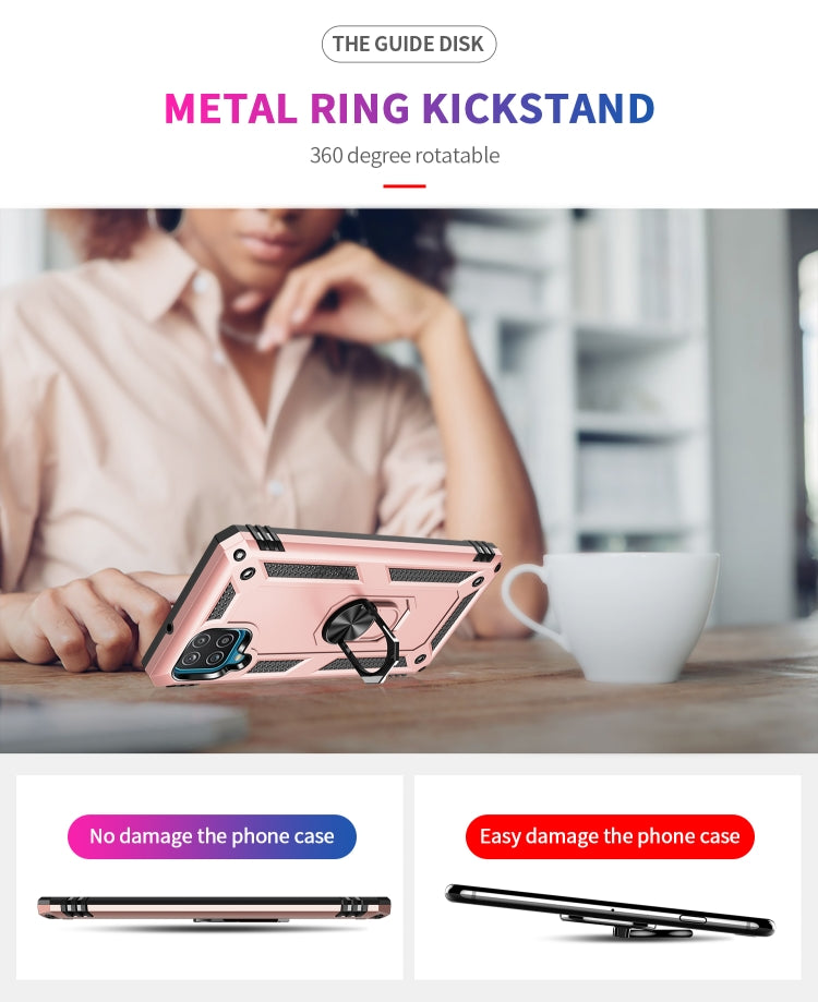 For Samsung Galaxy A12 5G Shockproof TPU + PC Protective Case with 360 Degree Rotating Holder(Rose Gold) by buy2fix