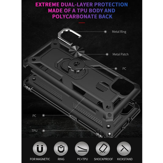 For Motorola Moto G9 Power Shockproof TPU + PC Protective Case with 360 Degree Rotating Holder(Black) by buy2fix