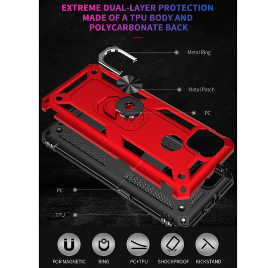 For Motorola Moto G9 Power Shockproof TPU + PC Protective Case with 360 Degree Rotating Holder(Red) by buy2fix