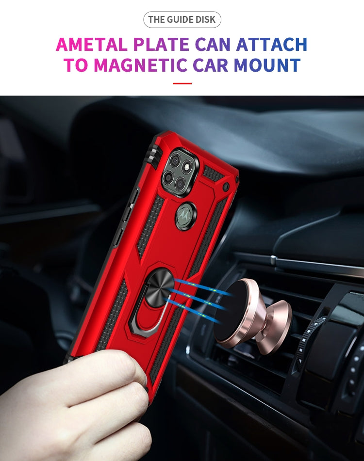 For Motorola Moto G9 Power Shockproof TPU + PC Protective Case with 360 Degree Rotating Holder(Red) - Motorola Cases by buy2fix | Online Shopping UK | buy2fix