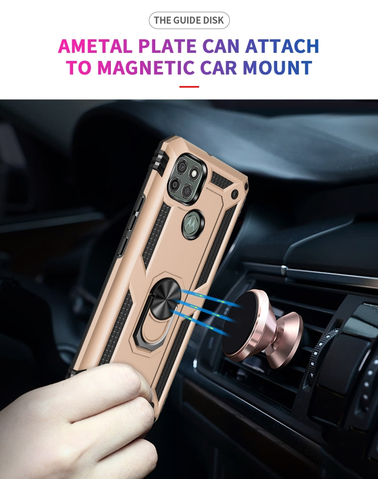 For Motorola Moto G9 Power Shockproof TPU + PC Protective Case with 360 Degree Rotating Holder(Gold) - Motorola Cases by buy2fix | Online Shopping UK | buy2fix