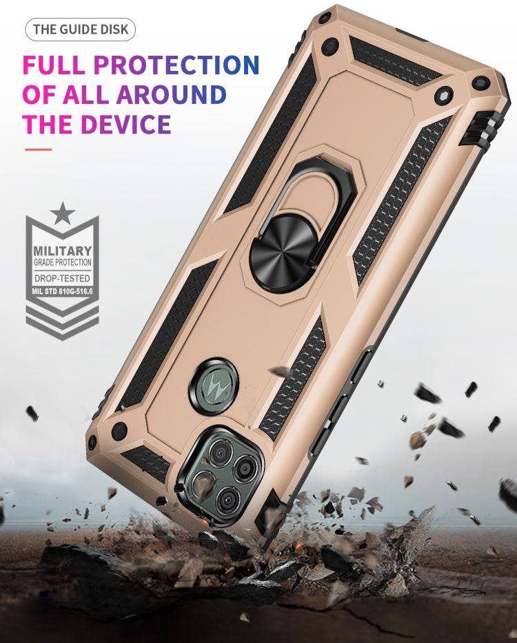 For Motorola Moto G9 Power Shockproof TPU + PC Protective Case with 360 Degree Rotating Holder(Gold) - Motorola Cases by buy2fix | Online Shopping UK | buy2fix