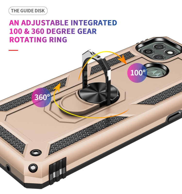 For Motorola Moto G9 Power Shockproof TPU + PC Protective Case with 360 Degree Rotating Holder(Gold) - Motorola Cases by buy2fix | Online Shopping UK | buy2fix
