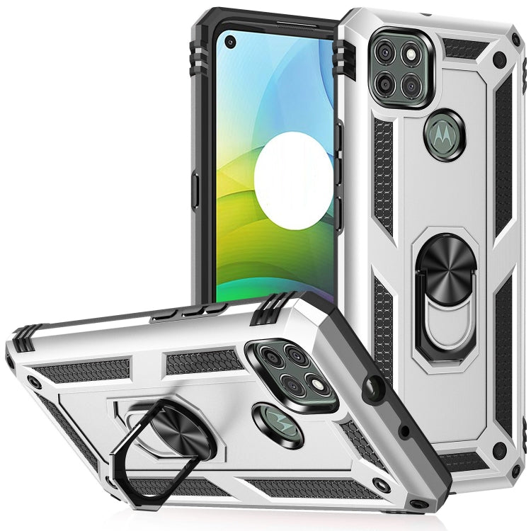For Motorola Moto G9 Power Shockproof TPU + PC Protective Case with 360 Degree Rotating Holder(Silver) - Motorola Cases by buy2fix | Online Shopping UK | buy2fix