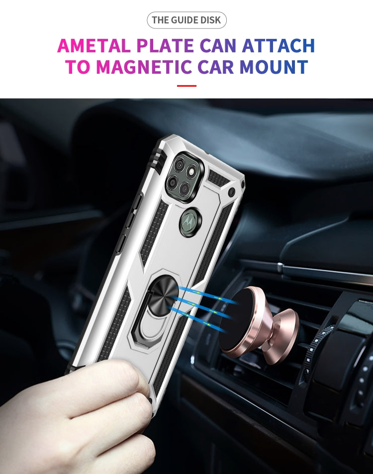 For Motorola Moto G9 Power Shockproof TPU + PC Protective Case with 360 Degree Rotating Holder(Silver) - Motorola Cases by buy2fix | Online Shopping UK | buy2fix