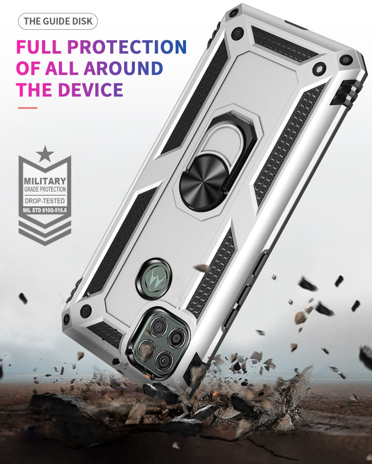 For Motorola Moto G9 Power Shockproof TPU + PC Protective Case with 360 Degree Rotating Holder(Silver) - Motorola Cases by buy2fix | Online Shopping UK | buy2fix
