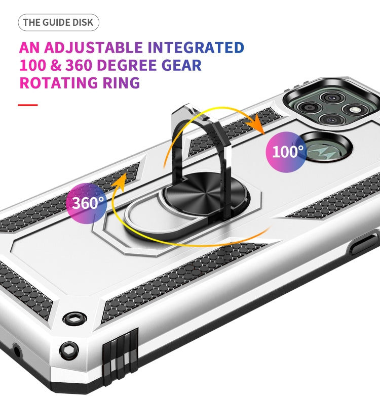 For Motorola Moto G9 Power Shockproof TPU + PC Protective Case with 360 Degree Rotating Holder(Silver) - Motorola Cases by buy2fix | Online Shopping UK | buy2fix