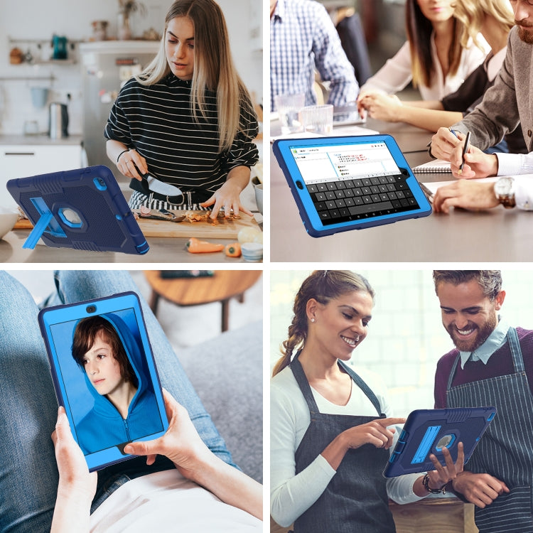 Contrast Color Robot Shockproof Silicone + PC Protective Case with Holder For iPad 9.7 (2017/2018)(Navy Blue) by buy2fix