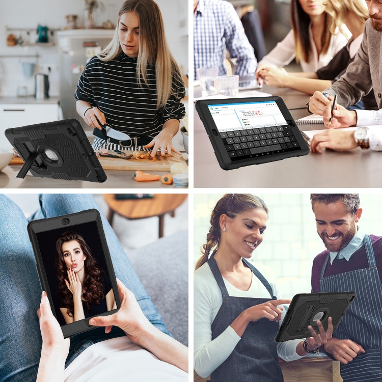 Contrast Color Robot Shockproof Silicone + PC Protective Case with Holder For iPad 9.7 (2017/2018)(Black) by buy2fix