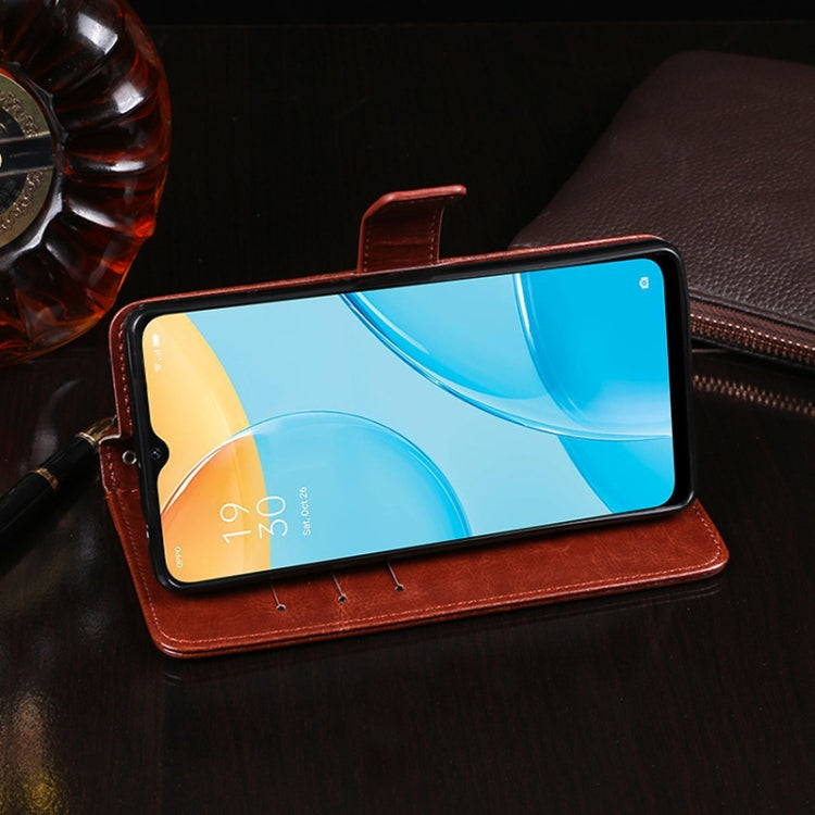 For OPPO A15s idewei Crazy Horse Texture Horizontal Flip Leather Case with Holder & Card Slots & Wallet(Brown) - OPPO Cases by idewei | Online Shopping UK | buy2fix
