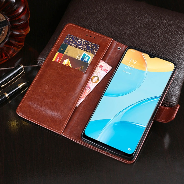 For OPPO A15s idewei Crazy Horse Texture Horizontal Flip Leather Case with Holder & Card Slots & Wallet(Brown) - OPPO Cases by idewei | Online Shopping UK | buy2fix