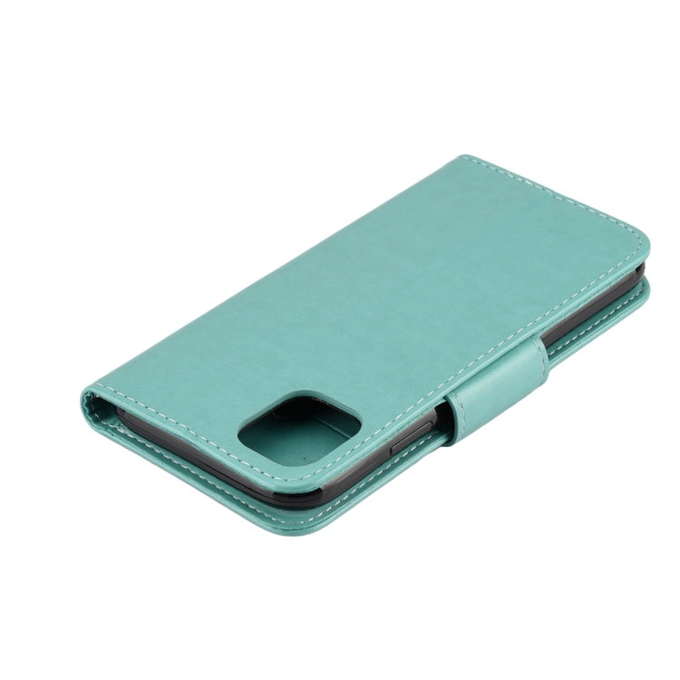 For iPhone 11 Butterfly Flower Pattern Horizontal Flip Leather Case with Holder & Card Slots & Wallet(Green) by buy2fix