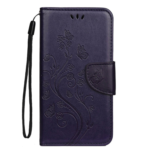 For iPhone 11 Butterfly Flower Pattern Horizontal Flip Leather Case with Holder & Card Slots & Wallet(Deep Purple) by buy2fix