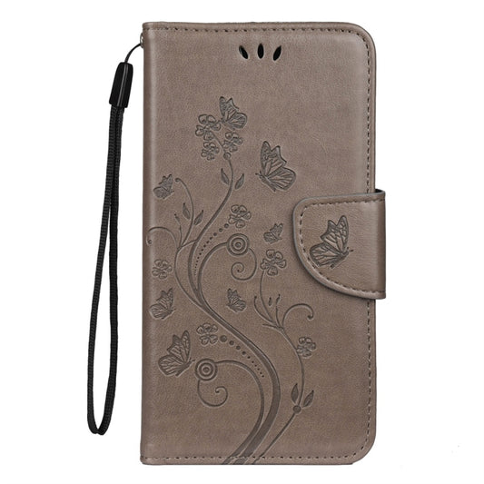 For iPhone 11 Butterfly Flower Pattern Horizontal Flip Leather Case with Holder & Card Slots & Wallet(Grey) by buy2fix
