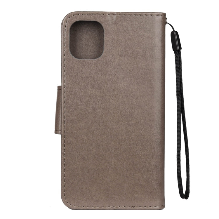 For iPhone 11 Butterfly Flower Pattern Horizontal Flip Leather Case with Holder & Card Slots & Wallet(Grey) - iPhone 11 Cases by buy2fix | Online Shopping UK | buy2fix