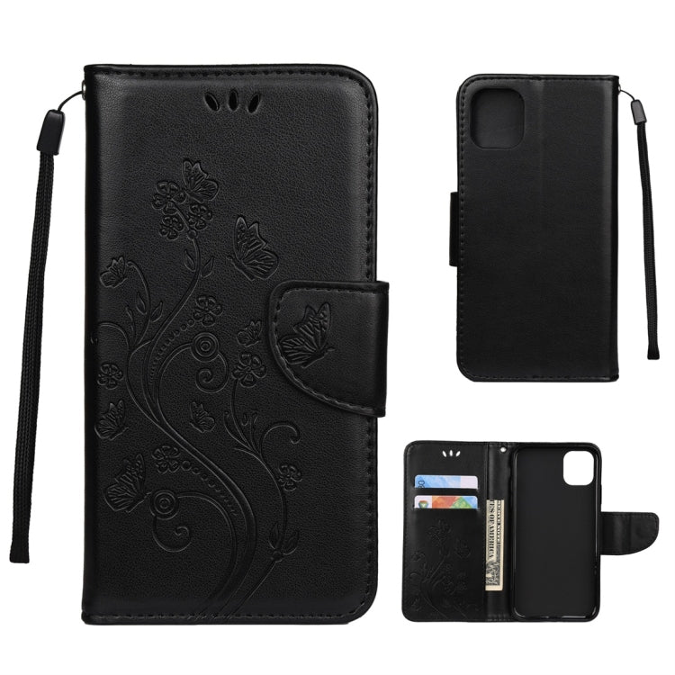 For iPhone 11 Pro Max Butterfly Flower Pattern Horizontal Flip Leather Case with Holder & Card Slots & Wallet(Black) - iPhone 11 Pro Max Cases by buy2fix | Online Shopping UK | buy2fix