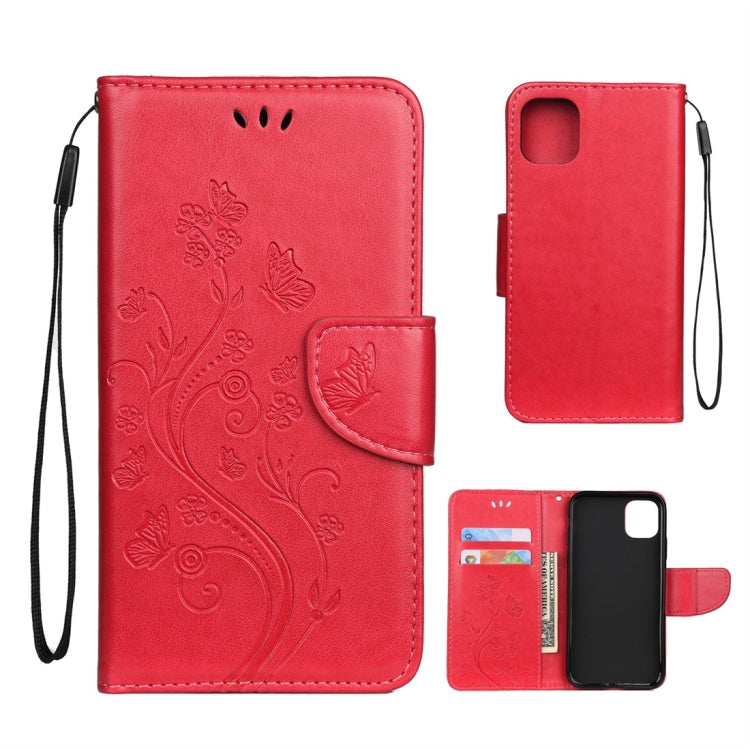 For iPhone 11 Pro Max Butterfly Flower Pattern Horizontal Flip Leather Case with Holder & Card Slots & Wallet(Red) - iPhone 11 Pro Max Cases by buy2fix | Online Shopping UK | buy2fix