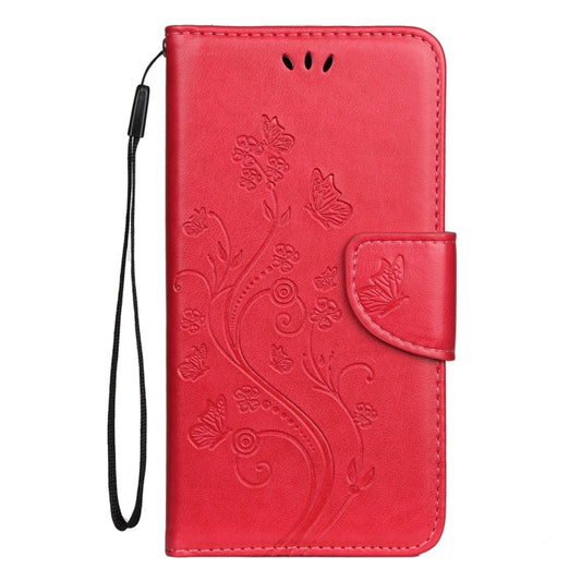 For iPhone 11 Pro Max Butterfly Flower Pattern Horizontal Flip Leather Case with Holder & Card Slots & Wallet(Red) by buy2fix