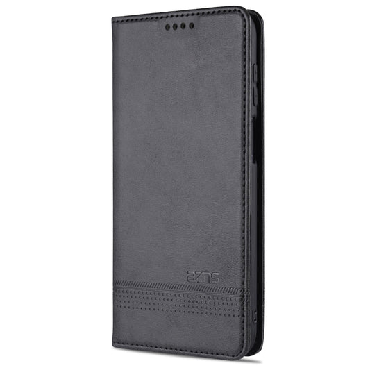 For Samsung Galaxy A12 AZNS Magnetic Calf Texture Horizontal Flip Leather Case with Card Slots & Holder & Wallet(Black) by AZNS