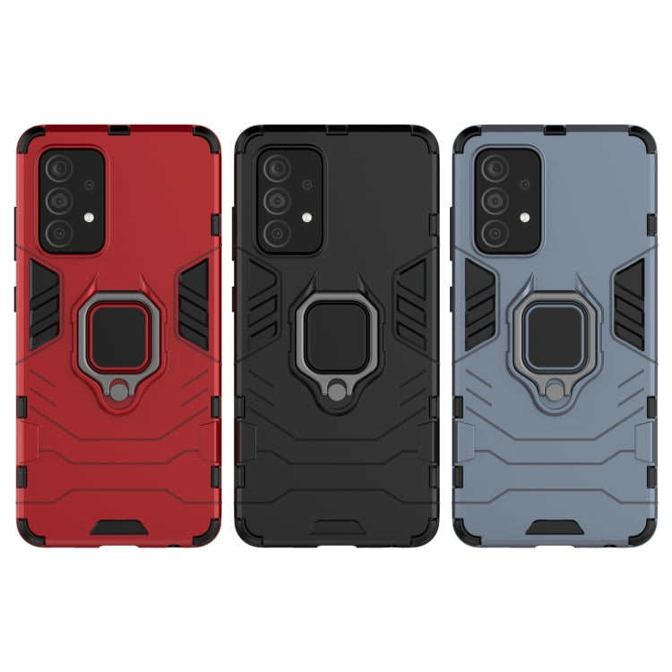 For Samsung Galaxy A52 5G/4G PC + TPU Shockproof Protective Case with Magnetic Ring Holder(Navy Blue) by buy2fix