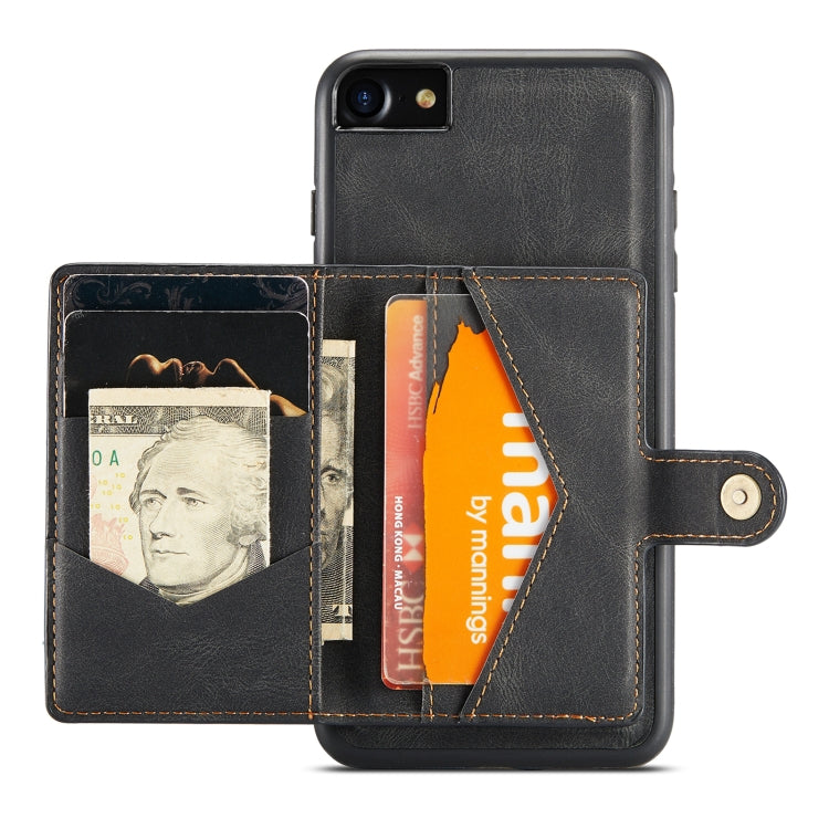 For iPhone SE 2022 / SE 2020 / 8 / 7 JEEHOOD Retro Magnetic Detachable Protective Case with Wallet & Card Slot & Holder(Black) - iPhone SE 2022 / 2020 / 8 / 7 Cases by buy2fix | Online Shopping UK | buy2fix