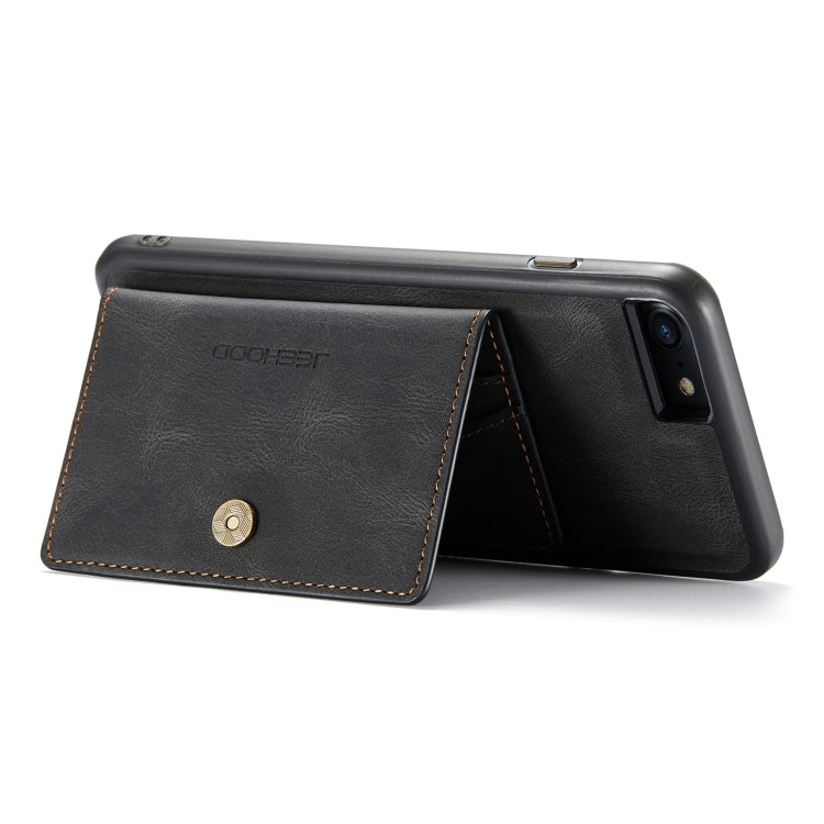 For iPhone SE 2022 / SE 2020 / 8 / 7 JEEHOOD Retro Magnetic Detachable Protective Case with Wallet & Card Slot & Holder(Black) - iPhone SE 2022 / 2020 / 8 / 7 Cases by buy2fix | Online Shopping UK | buy2fix