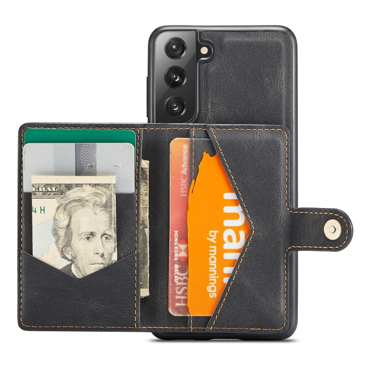 For Samsung Galaxy S21 5G JEEHOOD Retro Magnetic Detachable Protective Case with Wallet & Card Slot & Holder(Black) - Galaxy S21 5G Cases by buy2fix | Online Shopping UK | buy2fix