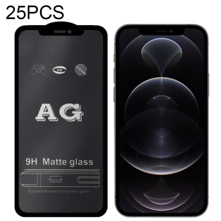 For iPhone 12 / 12 Pro 25pcs AG Matte Frosted Full Cover Tempered Glass Film - iPhone 12 / 12 Pro Tempered Glass by buy2fix | Online Shopping UK | buy2fix