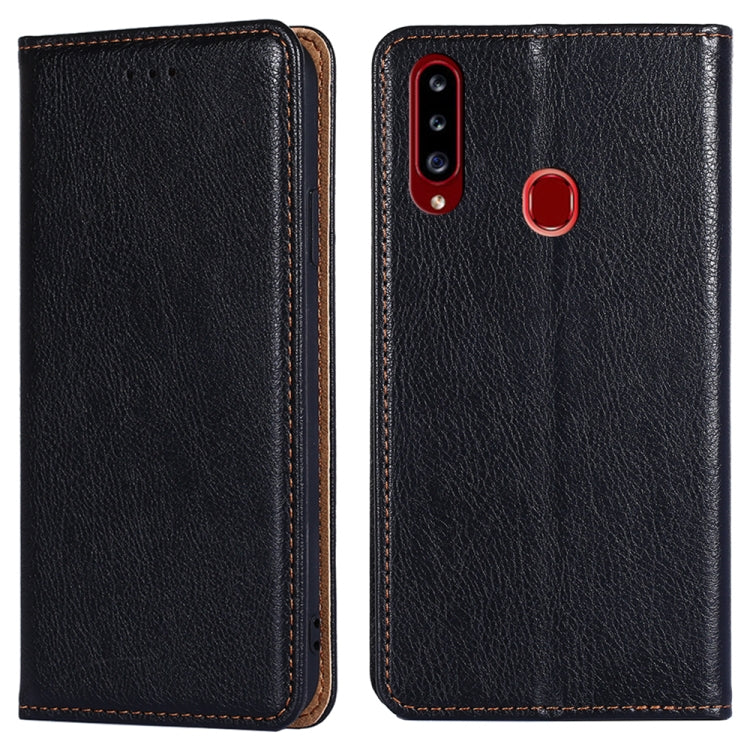 For Samsung Galaxy A20s PU + TPU Gloss Oil Solid Color Magnetic Horizontal Flip Leather Case with Holder & Card Slot & Wallet(Black) - Galaxy Phone Cases by buy2fix | Online Shopping UK | buy2fix