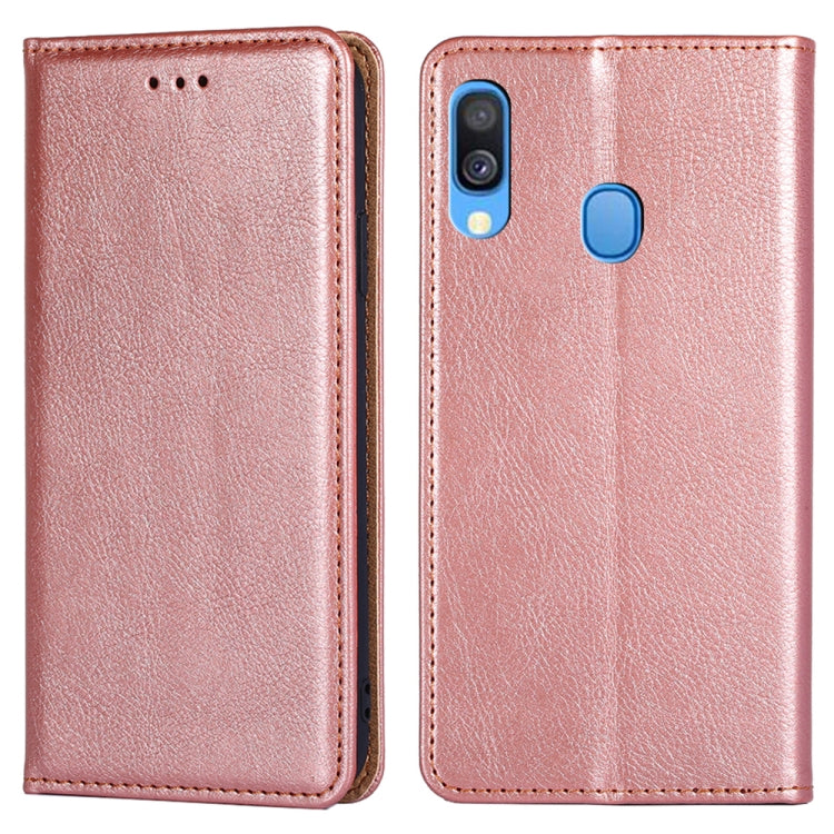 For Samsung Galaxy A40 PU + TPU Gloss Oil Solid Color Magnetic Horizontal Flip Leather Case with Holder & Card Slot & Wallet(Rose Gold) - Galaxy Phone Cases by buy2fix | Online Shopping UK | buy2fix