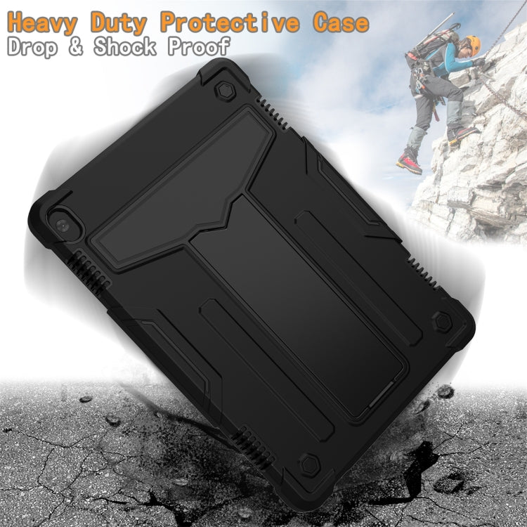 For Lenovo M10 FHD REL TB-X605F T-shaped Bracket Contrast Color Shockproof PC + Silicone Protective Case(Black) - Lenovo by buy2fix | Online Shopping UK | buy2fix