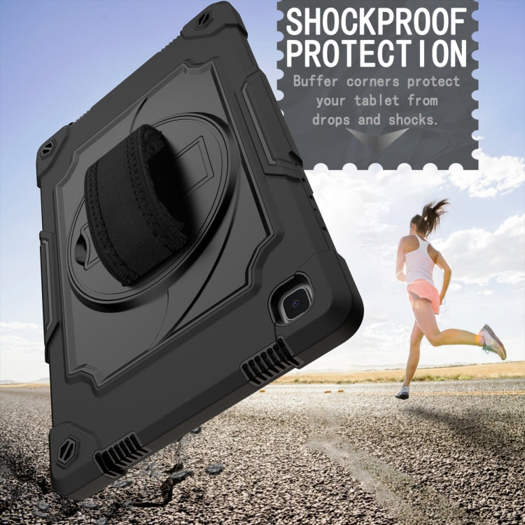 For Samsung Galaxy Tab A7 10.4 (2020)/T500 360 Degree Rotation Turntable Contrast Color Robot Shockproof Silicone + PC Protective Case with Holder(Black) - Other Galaxy Tab PC by buy2fix | Online Shopping UK | buy2fix
